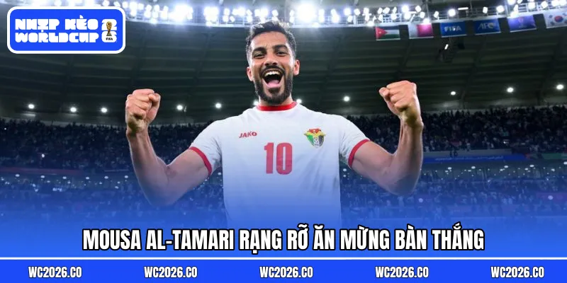 Mousa Al-Tamari rạng rỡ ăn mừng bàn thắng