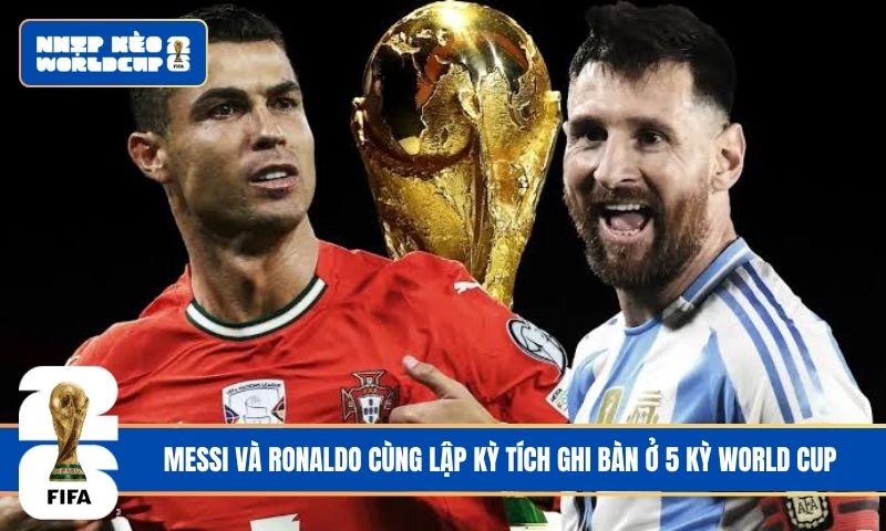 Messi và Ronaldo cùng lập kỳ tích ghi bàn ở 5 kỳ World Cup